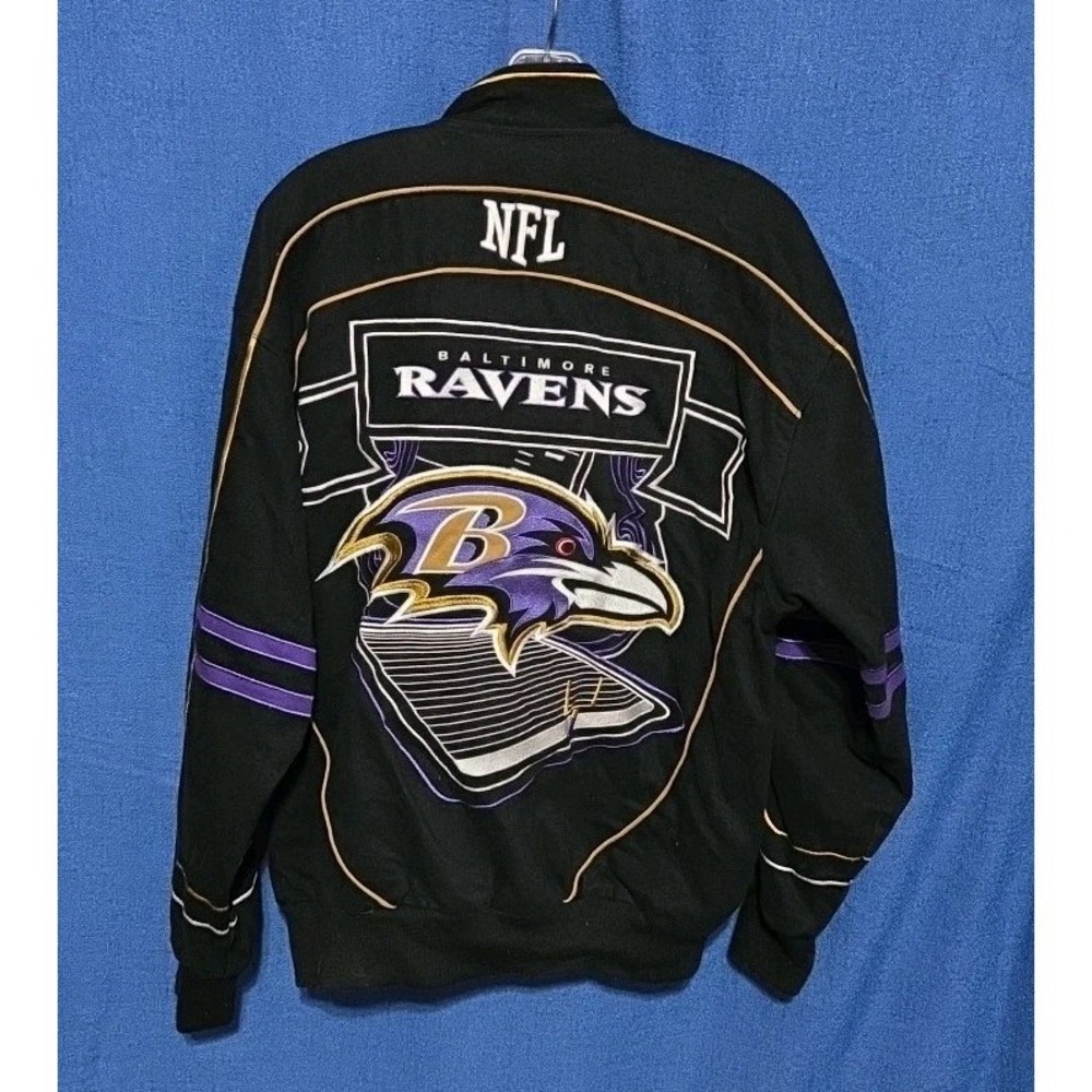Baltimore Ravens Jacket Men's S (Measures Larger) Official NFL Embroidered Black